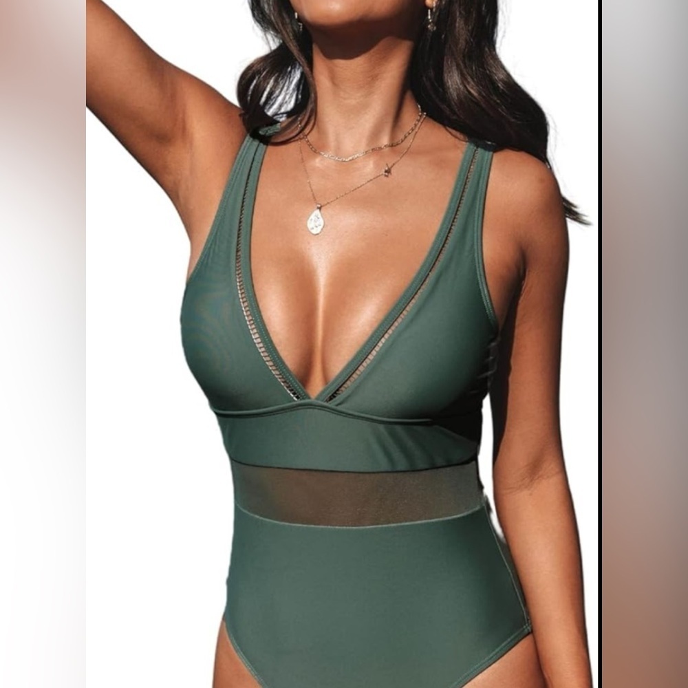 Green one piece swimsuit.31
